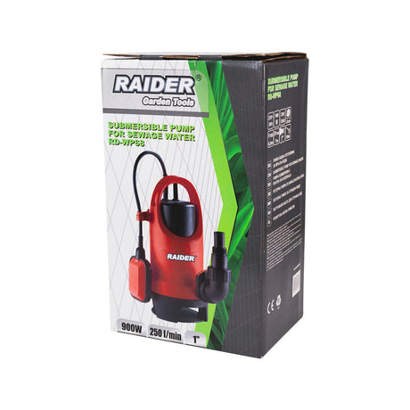 RAIDER Pompa submersibila 900W 1" 250L/min 8,5m 35mm RD - WP68 Putere de 900W pentru pomparea eficientă și rapidă a cantităților mari de apă Debit de 250 l/min (15.000 l/h): debitul m Raider - scule electrice si unelte profesionale - BricoMart