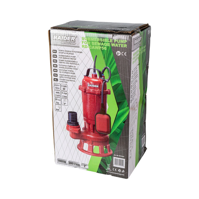 RAIDER Pompa submersibila apa murdara 1.1kW300L/m13m Lama RD - CAWP56 Pompa de apă murdară cu tocator "RD - CAWP56" este special concepută pentru a putea îndepărta resturile mari și depunerile Raider - scule electrice si unelte profesionale - BricoMart