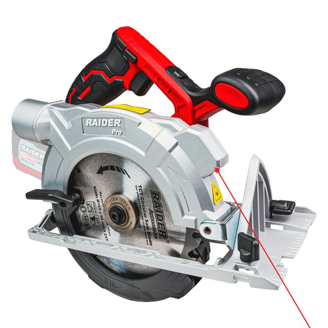 RAIDER R20 Fierastrau circular manual 20V Ø165 laser RDP - SCS20 Solo Maner antialunecare Disc de taiere HQ Blocarea axului de iesire Reglarea continua a adancimii de taiere Reglarea continu Raider - scule electrice si unelte profesionale - BricoMart