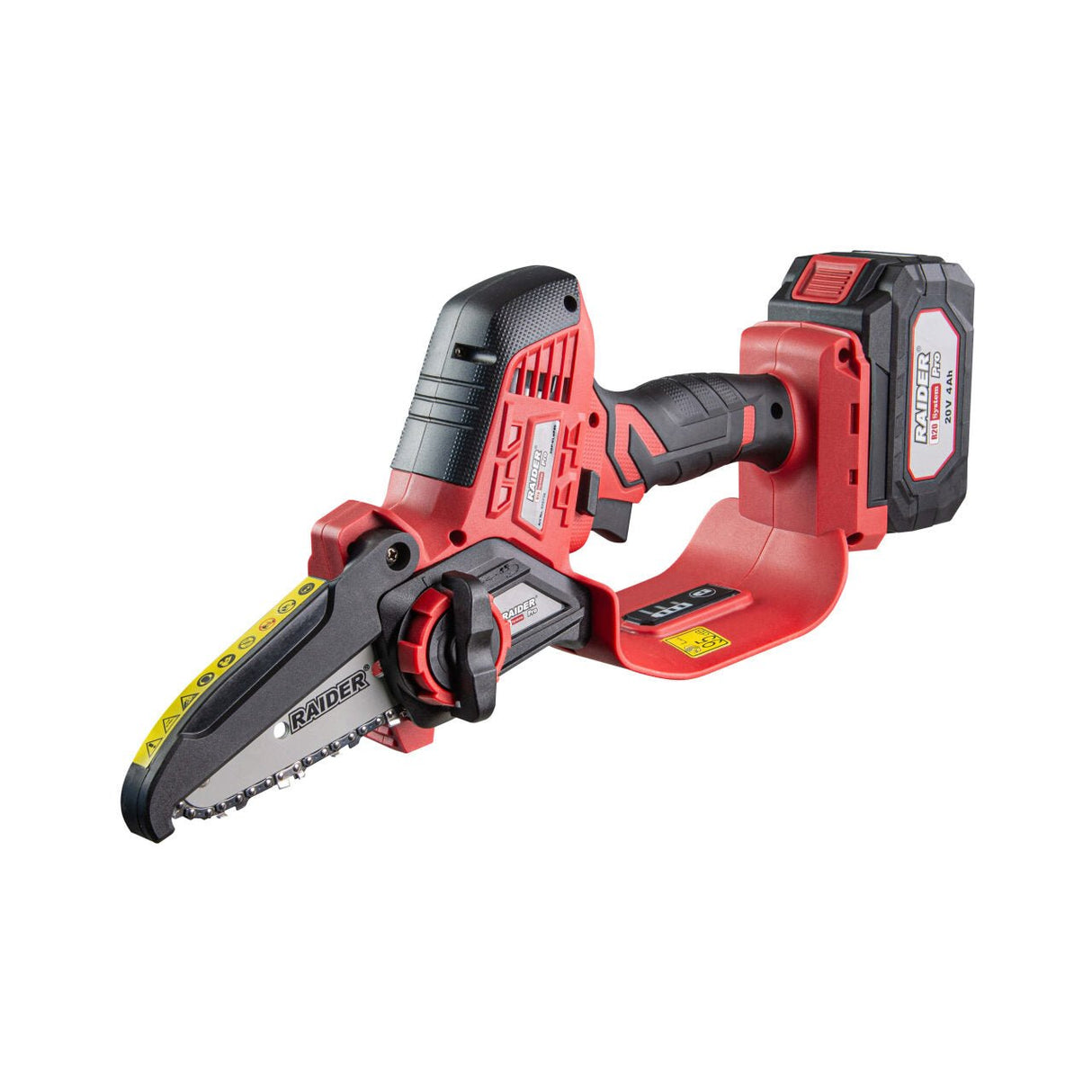 RAIDER R20 Fierastrau gradina 100mm SDS 1/4"1.1mm 28 4Ah RDP - CLGP20 Sistem inteligent de intidere rapida a lantului Protecție pentru a preveni împrăștierea particulelor în timpul funcționă Raider - scule electrice si unelte profesionale - BricoMart