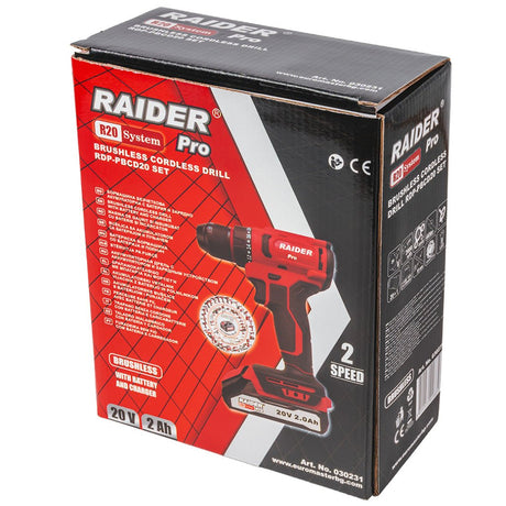RAIDER R20 Masina de gaurit brushless 10mm 44Nm 2Ah RDP - PBCD20 Set Motorul fără perii al RDP - PBCD20 oferă o eficiență mai mare și o viață mai lungă Designul compact și mânerul ergonomic c Raider - scule electrice si unelte profesionale - BricoMart