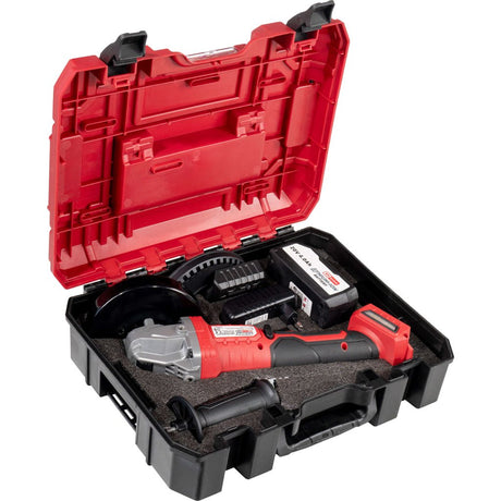 RAIDER R20 Polizor unghiular brushless 125mm 4Ah RDP - PBAG20Set Motor brushless Blocarea discului Maner auxiliar ergonomic Corp alungit pentru control mai bun Raider - scule electrice si unelte profesionale - BricoMart