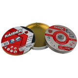 RAIDER Set 10 discuri pentru taiat metal 115х1.0 A60T INOX Tăiere precisă: Disc subțire, care reduce rezistența și asigură o tăiere curată și precisă pe suprafețele metalice Mater Raider - scule electrice si unelte profesionale - BricoMart