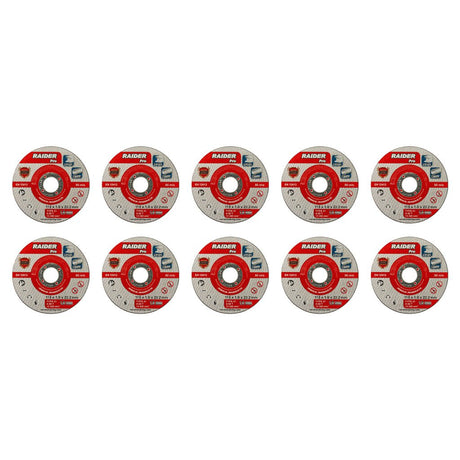 RAIDER Set 10 discuri pentru taiat metal 115х1.0 A60T INOX Tăiere precisă: Disc subțire, care reduce rezistența și asigură o tăiere curată și precisă pe suprafețele metalice Mater Raider - scule electrice si unelte profesionale - BricoMart