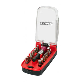 RAIDER Set 15 biti si suport magnetic 1/4'' Raider Cutie de transport utila Inclus adaptor magnetic de 1/4"cu prindere rapida Raider - scule electrice si unelte profesionale - BricoMart