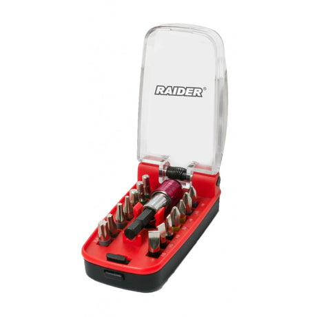 RAIDER Set 15 biti si suport magnetic 1/4'' Raider Cutie de transport utila Inclus adaptor magnetic de 1/4"cu prindere rapida Raider - scule electrice si unelte profesionale - BricoMart