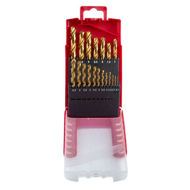 RAIDER Set 19 burghie HSS+TIN ø 1.0 – 10.0 mm Fabricat din otel rapid Cutie de depozitare practica Raider - scule electrice si unelte profesionale - BricoMart
