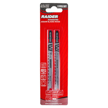 RAIDER Set 2 lame fierastrau pend. lemn 116mm 8-12TPI RD-WT234X Lungime lamă: 116 mm - perfectă pentru tăieturi precise și exacte în lemn mai fin și mai subțire, precum și pentru lucră Raider - scule electrice si unelte profesionale - BricoMart