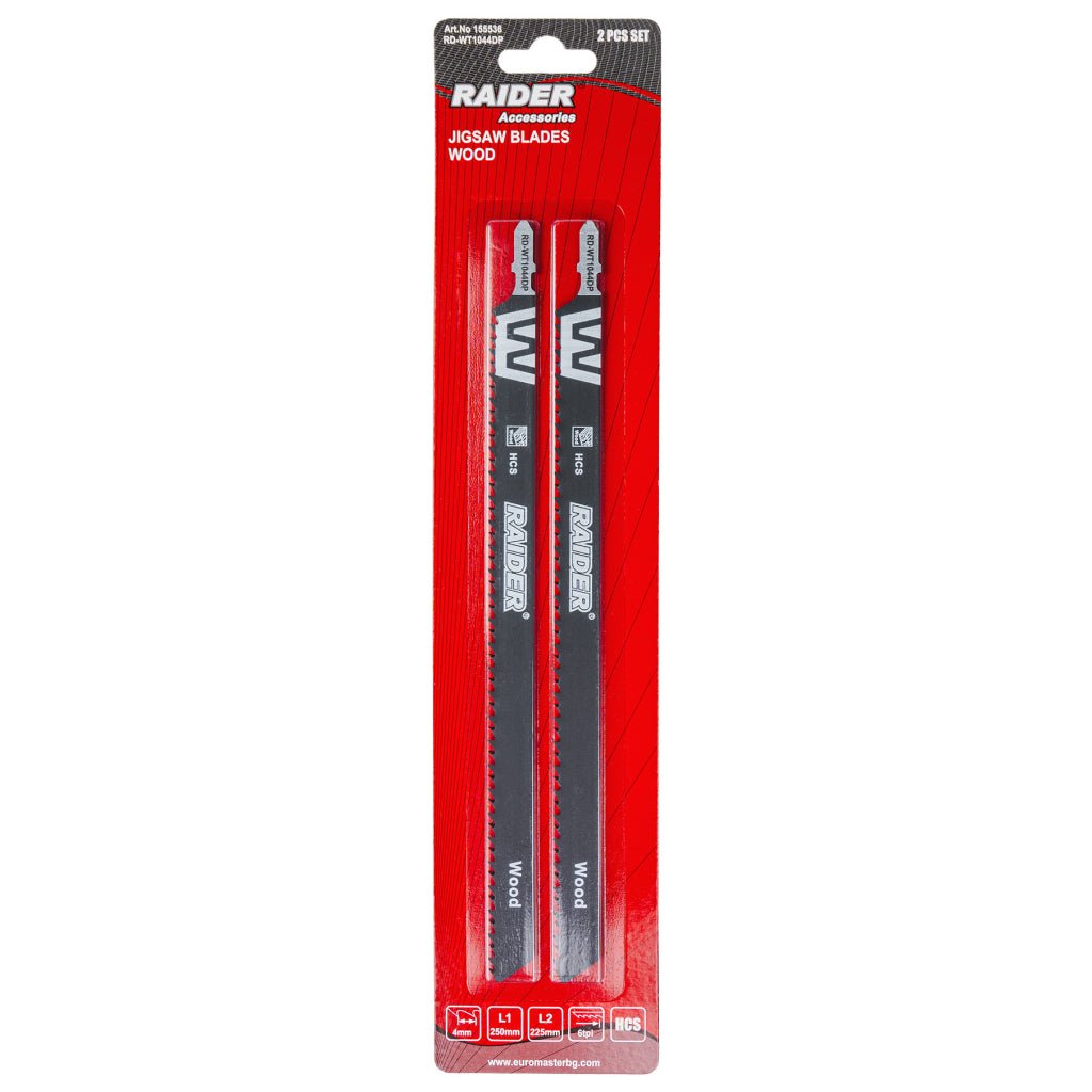 RAIDER Set 2 lame fierastrau pend. lemn 250mm 6TPI RD-WT1044DP Lungime lamă: 250 mm - ideală pentru tăieturi adânci în lemn solid și dens, oferind o mare productivitate și eficiență î Raider - scule electrice si unelte profesionale - BricoMart