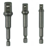 RAIDER Set 3 adaptori patrati 1/4 HEX la 3/8 si 1/2 Raider Set de adaptoare pentru surubelnite cu prindere patrata de 1/4", 3/8", 1/2" Blocare cu bila Raider - scule electrice si unelte profesionale - BricoMart