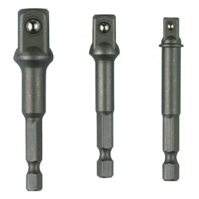 RAIDER Set 3 adaptori patrati 1/4 HEX la 3/8 si 1/2 Raider Set de adaptoare pentru surubelnite cu prindere patrata de 1/4", 3/8", 1/2" Blocare cu bila Raider - scule electrice si unelte profesionale - BricoMart