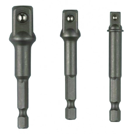 RAIDER Set 3 adaptori patrati 1/4 HEX la 3/8 si 1/2 Raider Set de adaptoare pentru surubelnite cu prindere patrata de 1/4", 3/8", 1/2" Blocare cu bila Raider - scule electrice si unelte profesionale - BricoMart