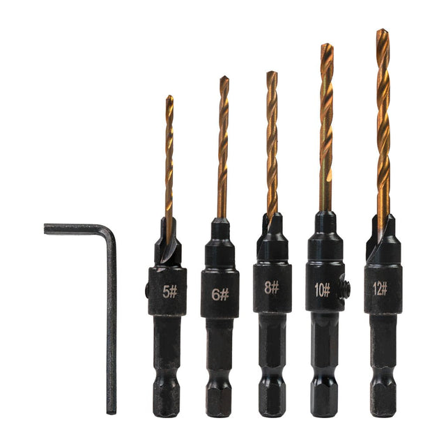 RAIDER Set 5 burghie pentru frezat 1/4" hex Ø5, 6, 8, 10, 12mm Raider - scule electrice si unelte profesionale - BricoMart