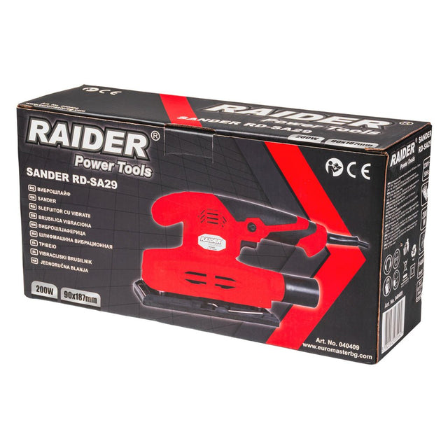 RAIDER Slefuitor cu vibratii 200W 90x187mm RD - SA29 Putere 200W – Oferă performanță suficientă pentru șlefuirea fină și netezirea diferitelor materiale Frecvență ridicată a Raider - scule electrice si unelte profesionale - BricoMart