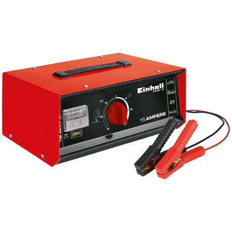 Redresor auto Einhell CC - BC 15, ampermetru incorporat, carcasa din tabla de otel, protectie la suprasarcina si polaritate inversa, inclusiv cablu de incarcare Einhell - scule electrice si unelte profesionale - BricoMart