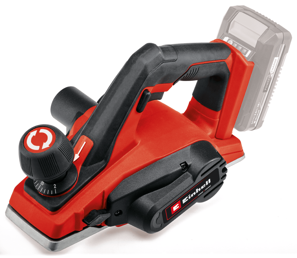 Rindea pe acumulator Einhell TE - PL 18/82 Li - Solo Power X - Change (18 V, latime rindea 82 mm, adancime de taiere de pana la 2 mm, ax cutit mare, sabot de parcare automat, placa de baza din aluminiu, fara acumulator si incarcator Einhell - scule electrice si unelte profesionale - BricoMart