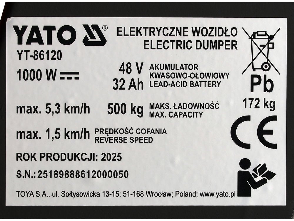 Roaba basculanta electrica YATO YT-86120 - imagine 16