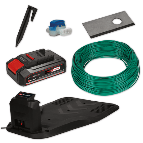 Robot de tuns iarba Einhell FREELEXO 600 BT (pentru gradini de pana la 600 m², aplicatie Bluetooth, incl. acumulator PXC de 2,5 Ah, cablu de 140 m, 200 carlige, 3 lame, 4 cleme, kit de instalare Einhell - scule electrice si unelte profesionale - BricoMart