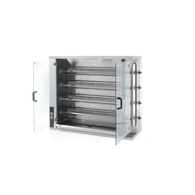 Rotisor gaz profesional pentru 16 - 20 pui 4 viteze de rotatie 1150x472x(H)981 mm Inox Hendi
