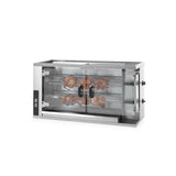 Rotisor gaz profesional pentru 8 - 10 pui 2 viteze de rotatie 1150x472x(H)605 mm Inox Hendi