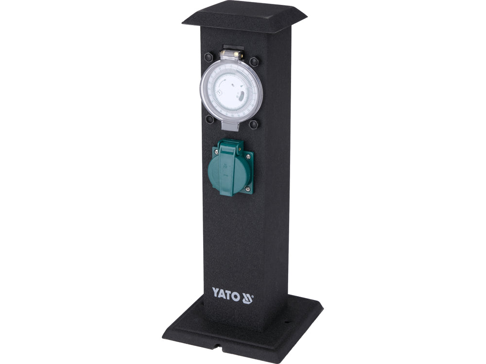 Priza de gradina stalp din otel YATO YT-81276, IP44, 2 x 230 V cu programator