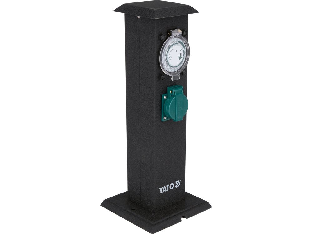 Priza de gradina stalp din otel YATO YT-81276, IP44, 2 x 230 V cu programator - imagine 2