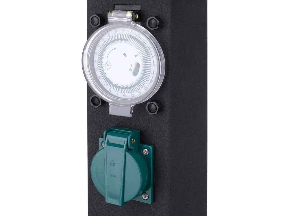 Priza de gradina stalp din otel YATO YT-81276, IP44, 2 x 230 V cu programator - imagine 4