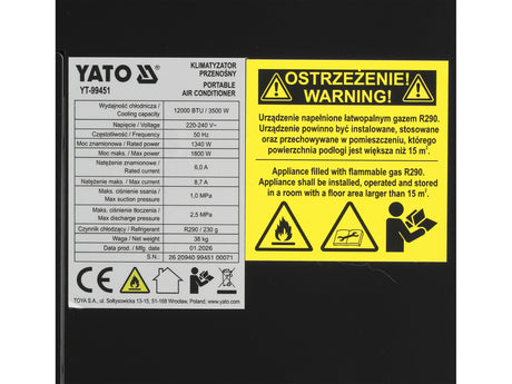 Aparat de climatizare portabil YATO YT-99451, 3,5 kW - imagine 12
