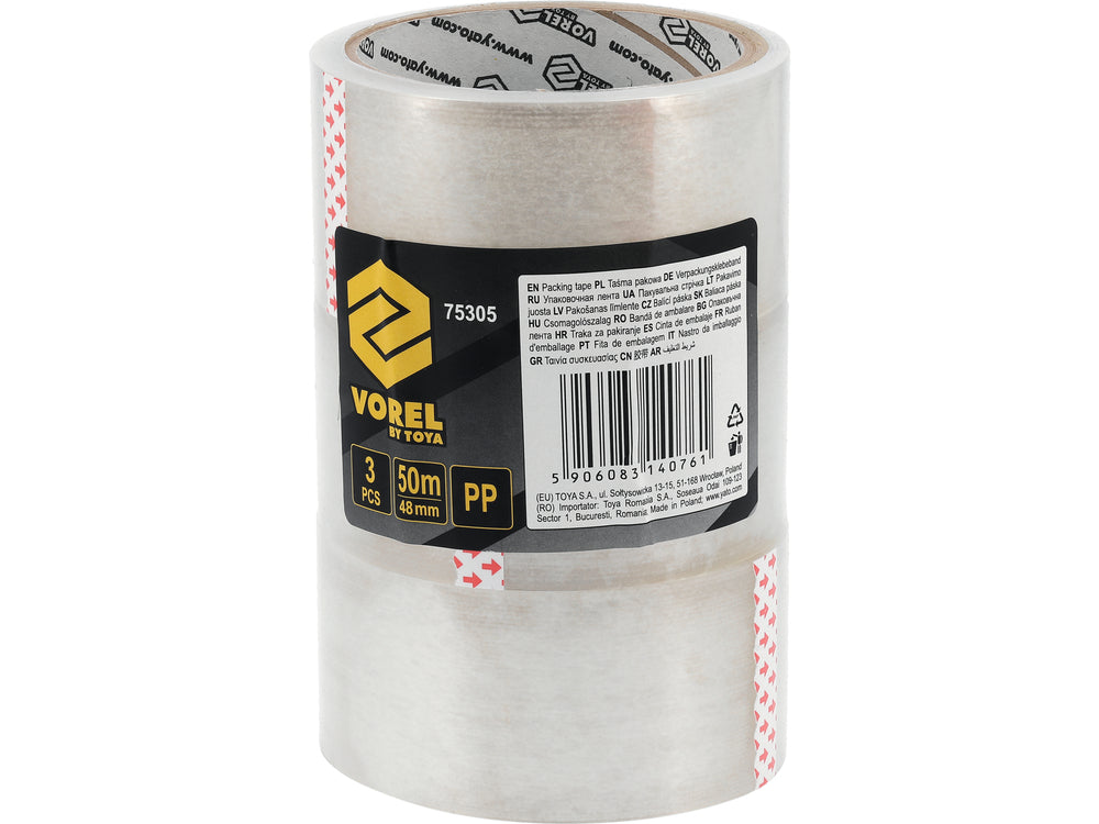 Folie adhesiva pp transparenta 3 buc. VOREL 75305, 48 mm x 50 m - imagine 3