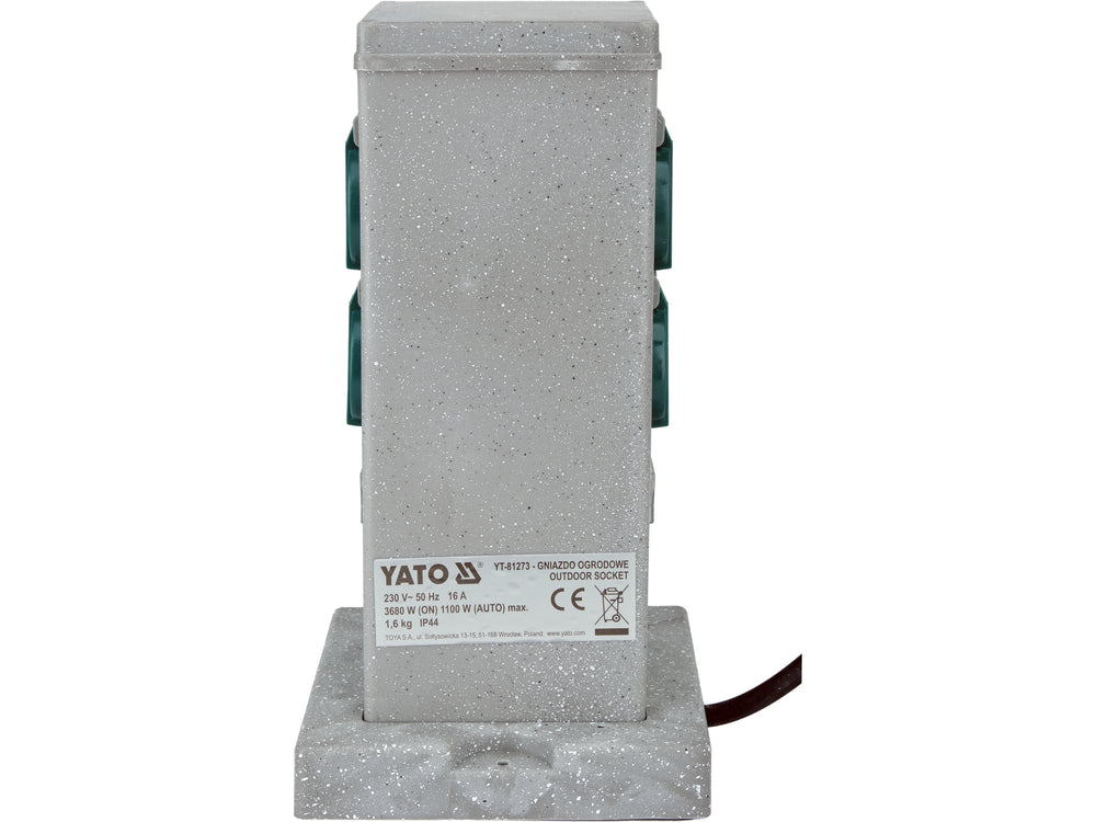 Priza de gradina stalp piatra pp YATO YT-81273, IP44, 4 x 230 V - imagine 4