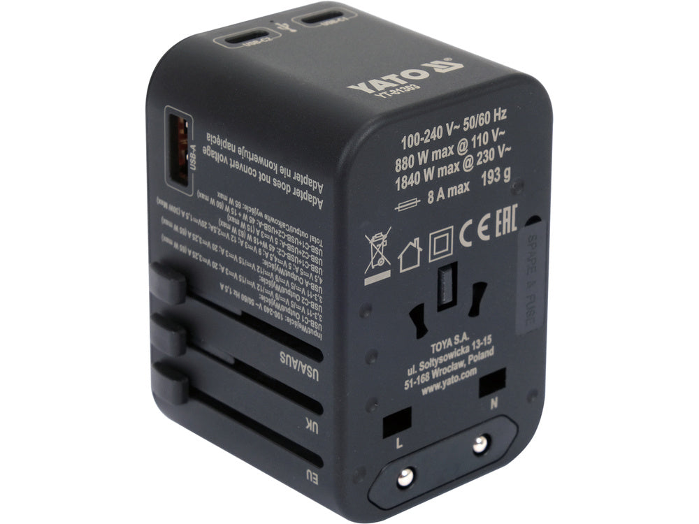 ADAPTATOR CALATORIE UNIV.USB-C YATO YT-81303 65W