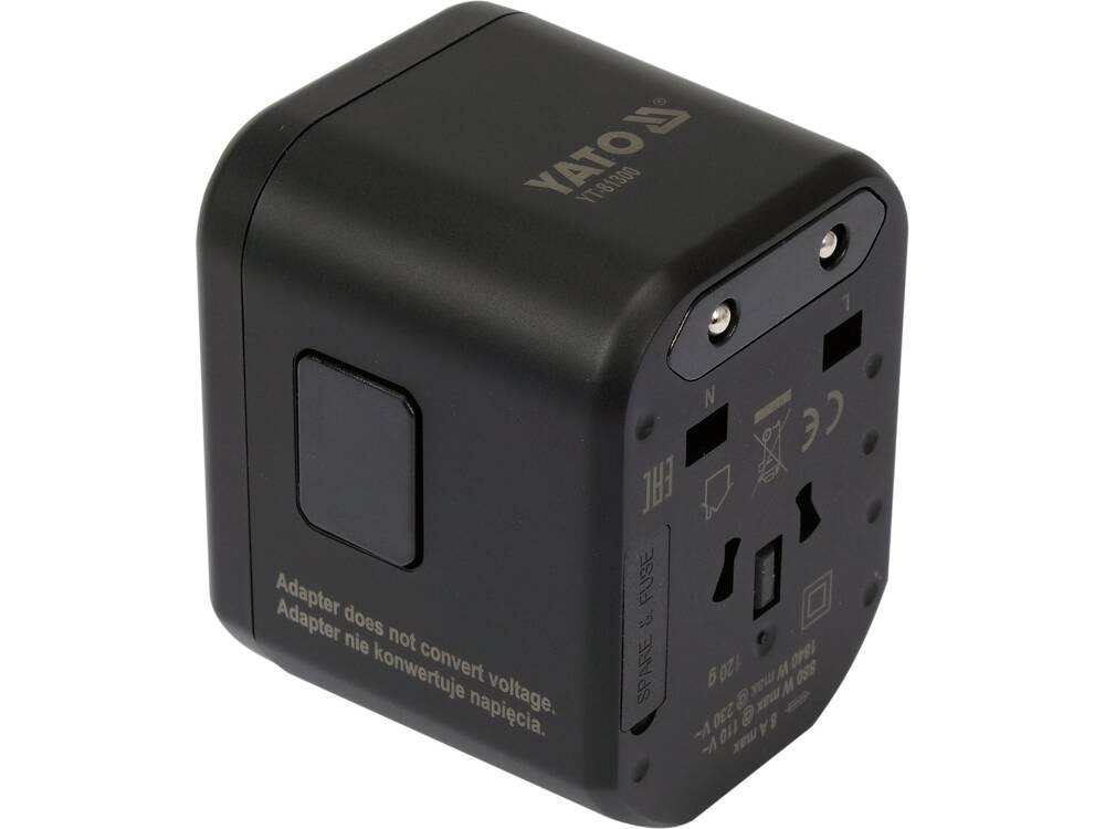 ADAPTOR UNIVERSAL DE YATO YT-81300 CALATORIE, 1 PORT USB + 1 PORT USB-C