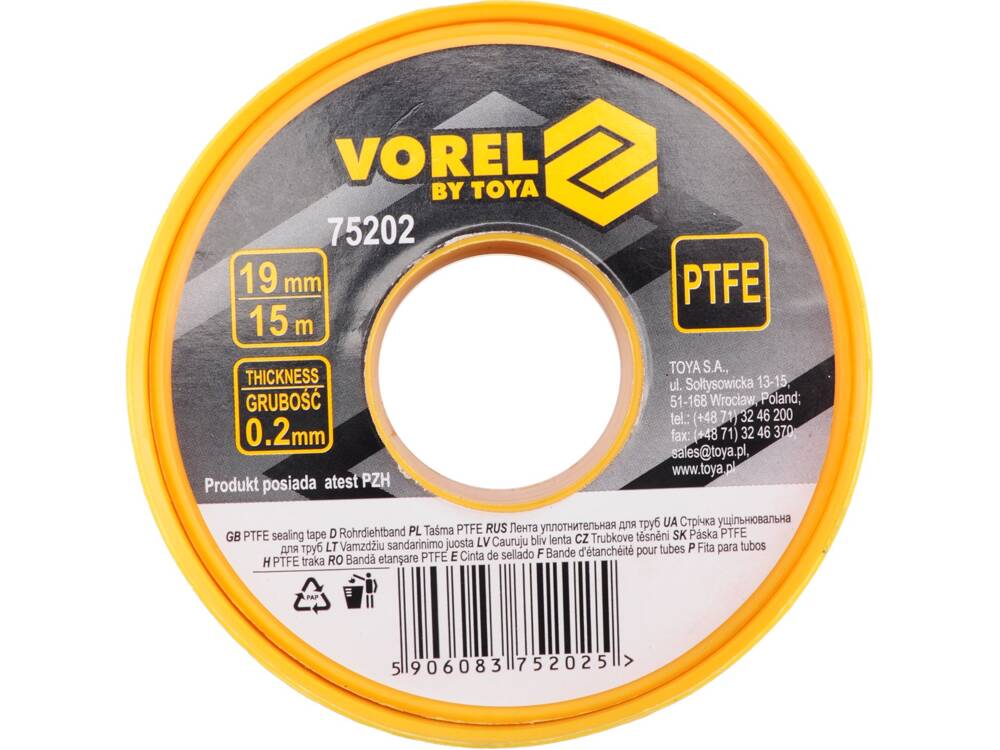 PTFE SZALAG, 19MMX0.02MMX15M VOREL 75202 