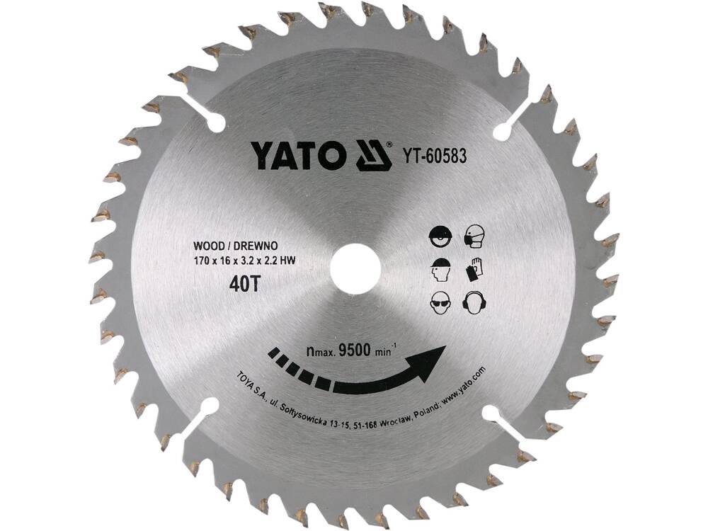 DISC CIRCULAR PENTRU YATO YT-60583 LEMN, 170X16X2,2MM