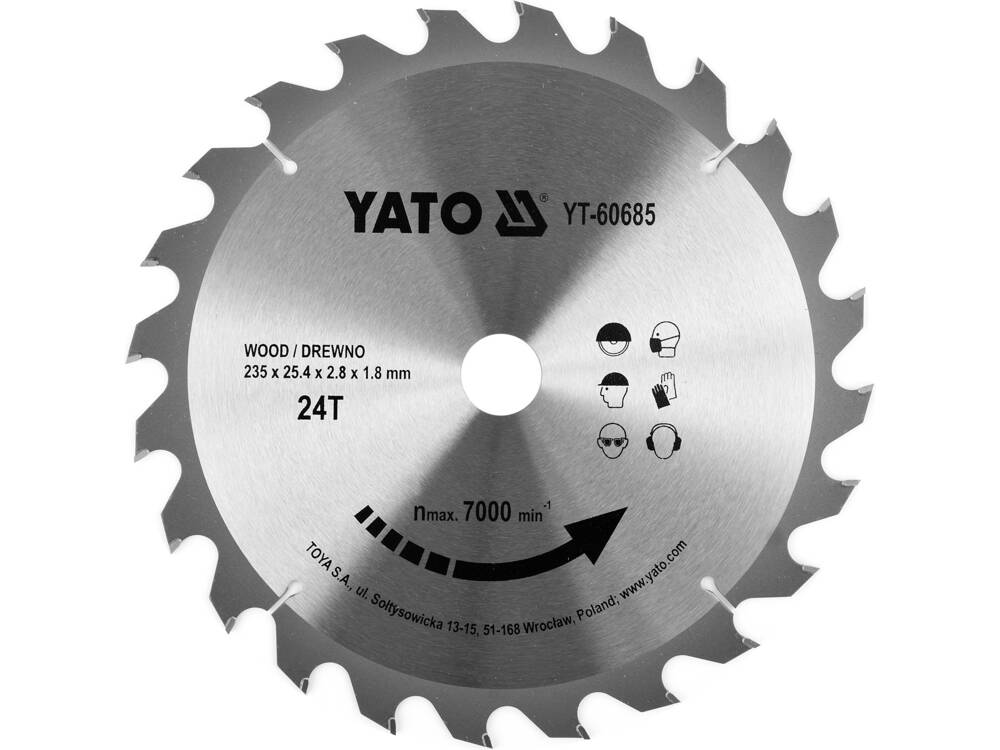 DISC CIRCULAR PENTRU YATO YT-60685 LEMN 235X24TX25,4MM