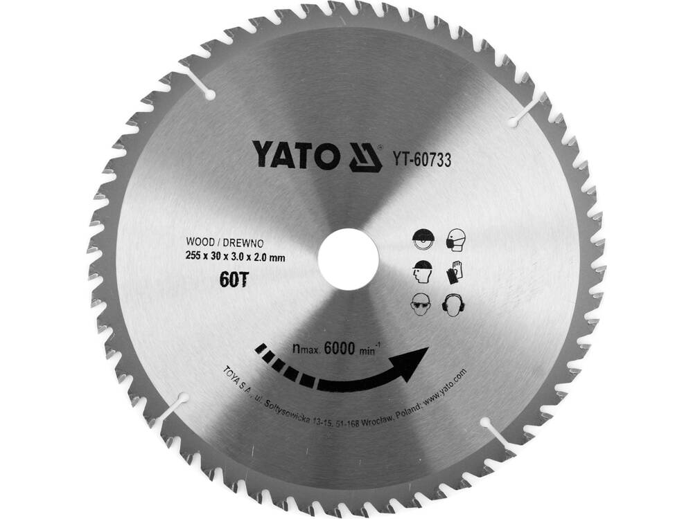 DISC CIRCULAR PENTRU YATO YT-60733 LEMN 255X60TX30MM