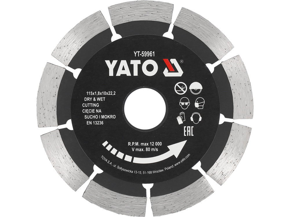 DISC DIAMANTAT SEGMENTAT, YATO YT-59961 115X22.2X1.8MM