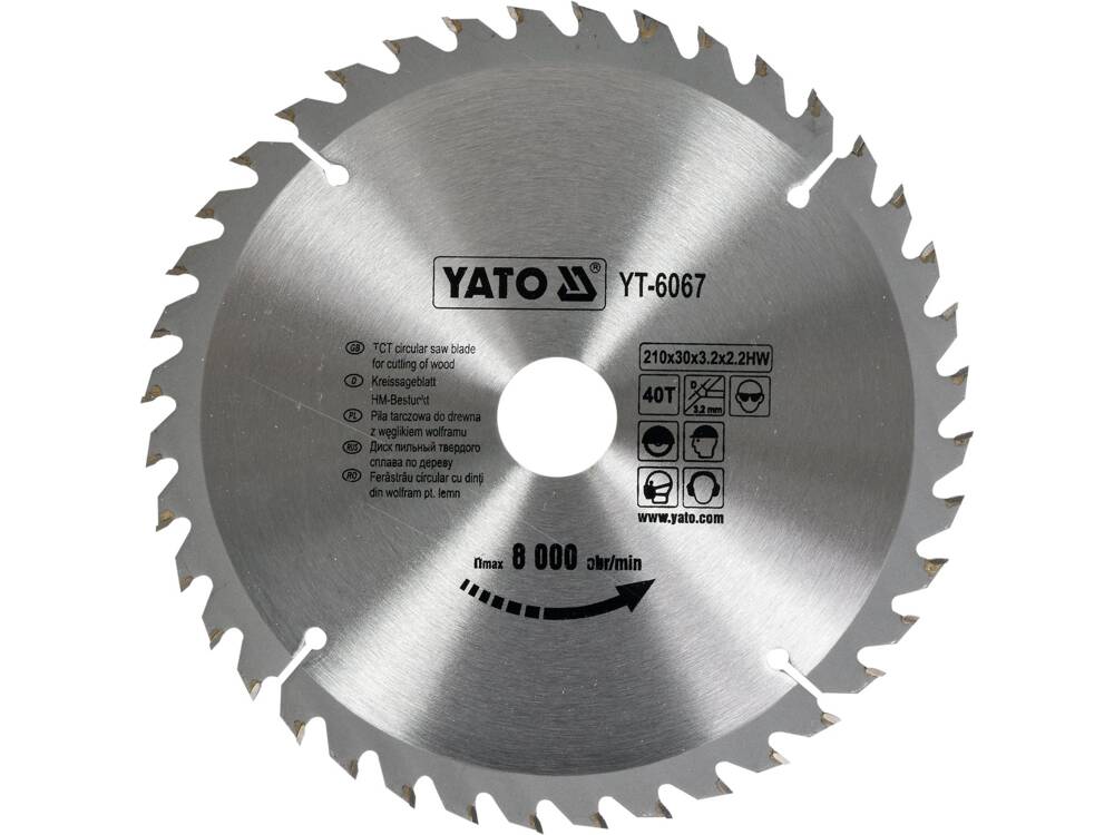 DISC FIERASTRAU CIRCULAR YATO YT-6067 PENTRU LEMN 210X40TX30MM