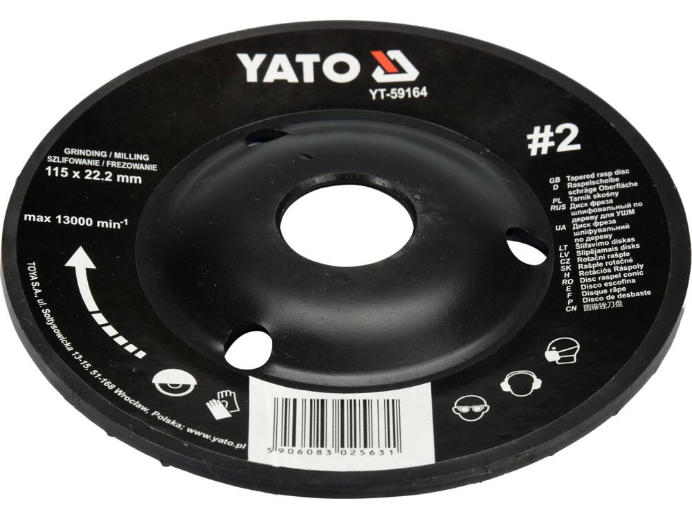 DISC RASPEL LEMN,DEPRESAT YATO YT-59164 115X22.2MM, NR2