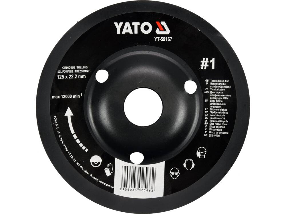 DISC RASPEL LEMN, YATO YT-59167 DEPRESAT, 125X22.2MM, NR1