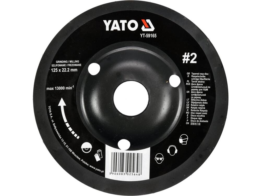 DISC RASPEL LEMN, YATO YT-59165 DEPRESAT, 125X22.2MM, NR2