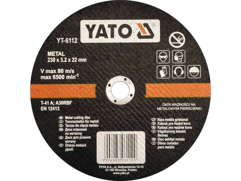 FÉMVÁGÓ KORONG YATO YT-6112 230X3.2X22MM 