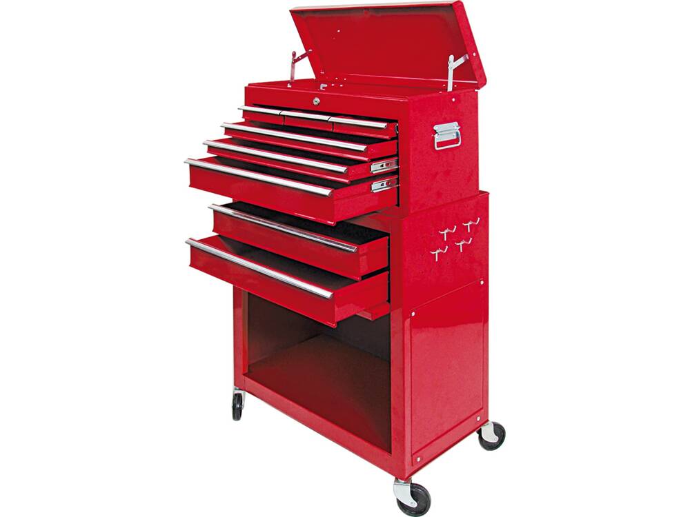 VOREL 81830 SZERSZÁMSZEKRÉNY, 1070x620x330 mm, 6 rekesz, piros, tartós acéllemez
