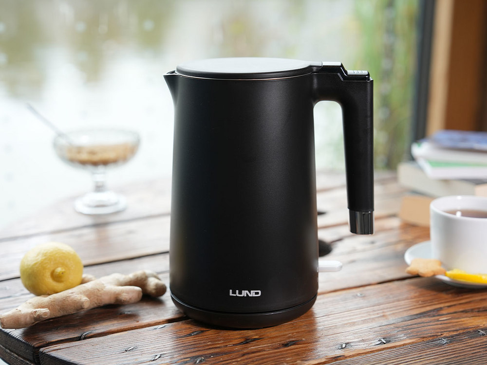 ELEKTROMOS VÍZFORRALÓ 1,5L LUND 68206 FEKETE, HŰVÖS TAPINTÁSÚ 