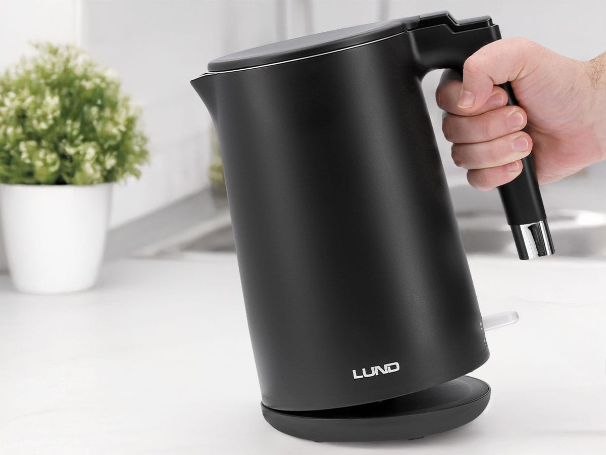 ELEKTROMOS VÍZFORRALÓ 1,5L LUND 68206 FEKETE, HŰVÖS TAPINTÁSÚ 
