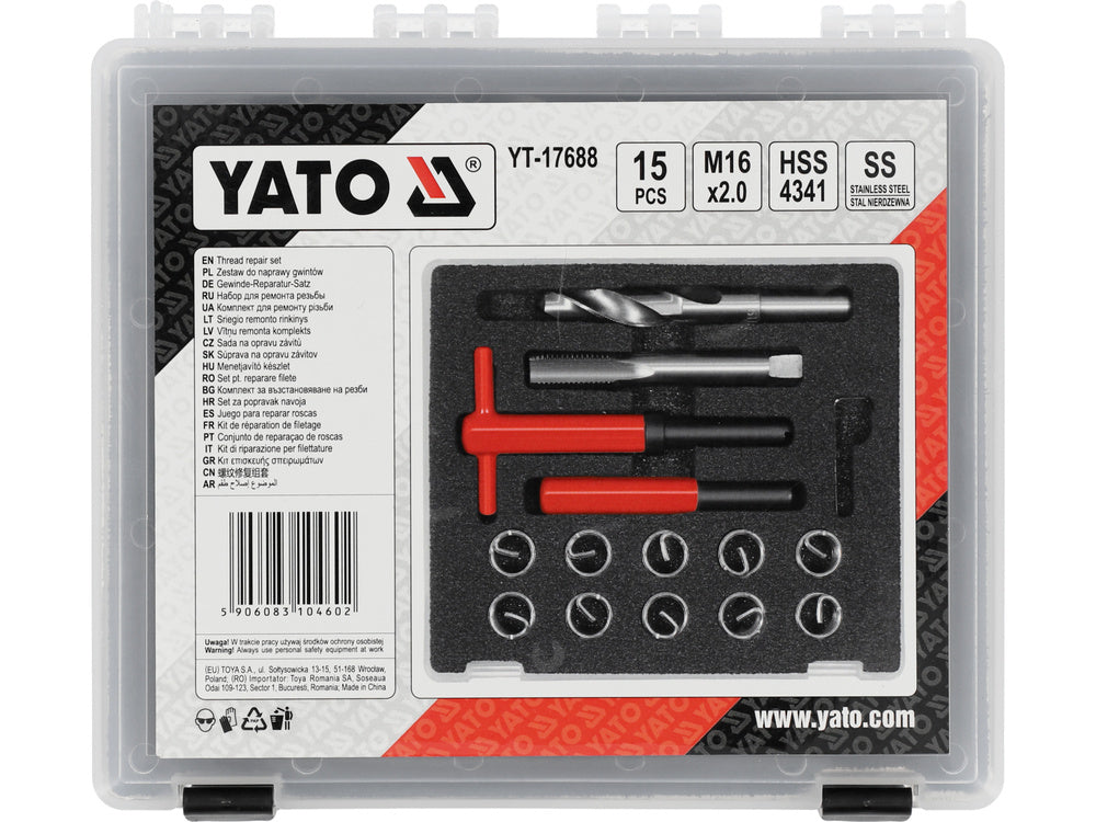 YATO MENETJAVÍTÓ KÉSZLET YT-17688 M16X2.0MM 15 DB-OS 