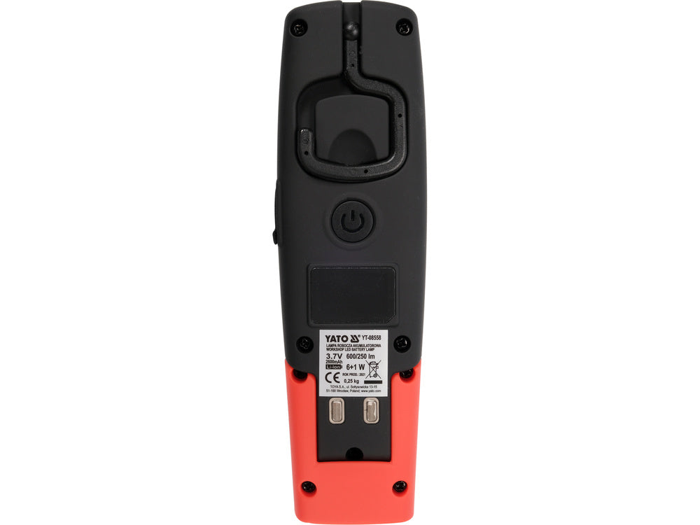MŰHELYLÁMPA 6W YATO YT-08558 COB, 600LM + 250LM, LI-ION 3.7V 2600MAH, IK07, IP54 