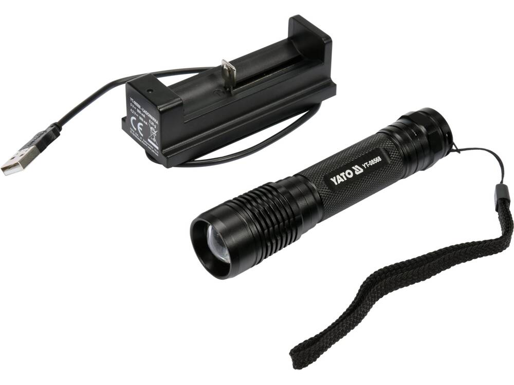 AKKUMULÁTOROS ZSEBLÁMPA, YATO YT-08568 500LM, 2200MAH, USB 