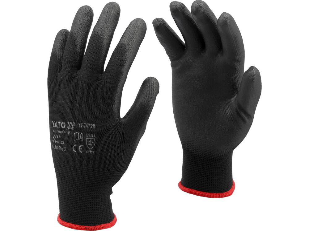 MANUSI DE PROTECTIE, YATO YT-74728 NYLON, NEGRU, MARIMEA 8