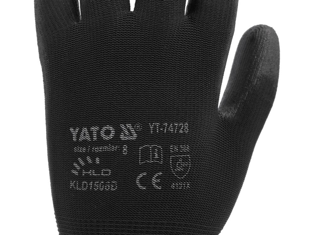 MANUSI DE PROTECTIE, YATO YT-74728 NYLON, NEGRU, MARIMEA 8